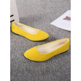 Plain All Season Simple Daily Velvet Flat Heel Round Toe Pu Slip On Shallow Shoes for Women