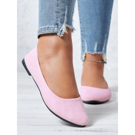 Plain All Season Simple Daily Velvet Flat Heel Round Toe Pu Slip On Shallow Shoes for Women