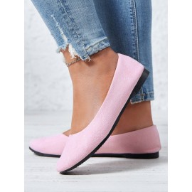 Plain All Season Simple Daily Velvet Flat Heel Round Toe Pu Slip On Shallow Shoes for Women