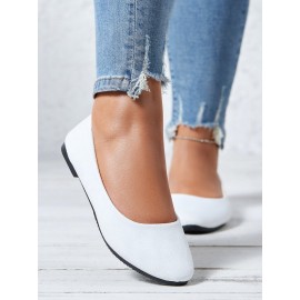 Plain All Season Simple Daily Velvet Flat Heel Round Toe Pu Slip On Shallow Shoes for Women