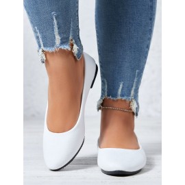 Plain All Season Simple Daily Velvet Flat Heel Round Toe Pu Slip On Shallow Shoes for Women