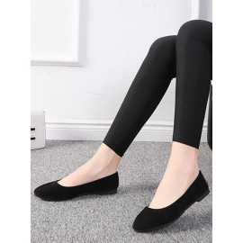 Plain All Season Simple Daily Velvet Flat Heel Round Toe Pu Slip On Shallow Shoes for Women