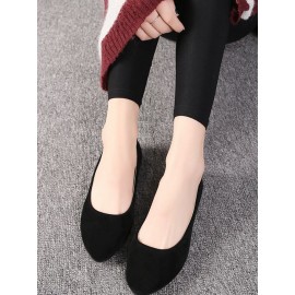 Plain All Season Simple Daily Velvet Flat Heel Round Toe Pu Slip On Shallow Shoes for Women