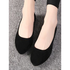 Plain All Season Simple Daily Velvet Flat Heel Round Toe Pu Slip On Shallow Shoes for Women