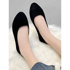 Plain All Season Simple Daily Velvet Flat Heel Round Toe Pu Slip On Shallow Shoes for Women