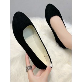 Plain All Season Simple Daily Velvet Flat Heel Round Toe Pu Slip On Shallow Shoes for Women