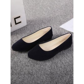 Plain All Season Simple Daily Velvet Flat Heel Round Toe Pu Slip On Shallow Shoes for Women