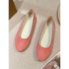 Plain All Season Simple Daily Velvet Flat Heel Round Toe Pu Slip On Shallow Shoes for Women