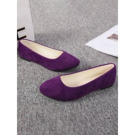 Plain All Season Simple Daily Velvet Flat Heel Round Toe Pu Slip On Shallow Shoes for Women