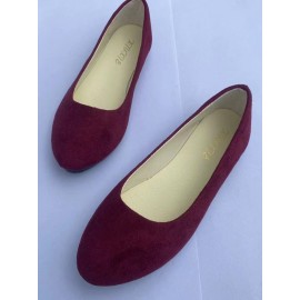 Plain All Season Simple Daily Velvet Flat Heel Round Toe Pu Slip On Shallow Shoes for Women