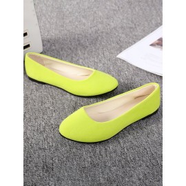 Plain All Season Simple Daily Velvet Flat Heel Round Toe Pu Slip On Shallow Shoes for Women