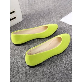 Plain All Season Simple Daily Velvet Flat Heel Round Toe Pu Slip On Shallow Shoes for Women