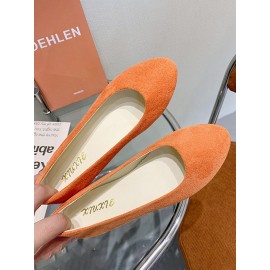 Plain All Season Simple Daily Velvet Flat Heel Round Toe Pu Slip On Shallow Shoes for Women