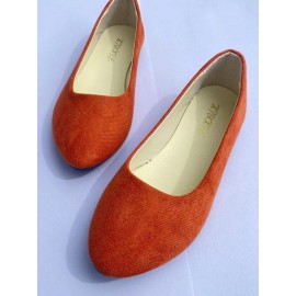 Plain All Season Simple Daily Velvet Flat Heel Round Toe Pu Slip On Shallow Shoes for Women