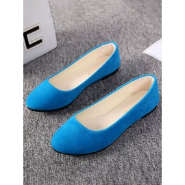 Plain All Season Simple Daily Velvet Flat Heel Round Toe Pu Slip On Shallow Shoes for Women