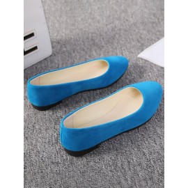 Plain All Season Simple Daily Velvet Flat Heel Round Toe Pu Slip On Shallow Shoes for Women