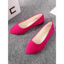 Plain All Season Simple Daily Velvet Flat Heel Round Toe Pu Slip On Shallow Shoes for Women