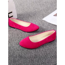 Plain All Season Simple Daily Velvet Flat Heel Round Toe Pu Slip On Shallow Shoes for Women