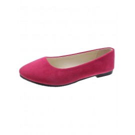 Plain All Season Simple Daily Velvet Flat Heel Round Toe Pu Slip On Shallow Shoes for Women