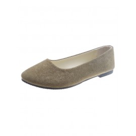 Plain All Season Simple Daily Velvet Flat Heel Round Toe Pu Slip On Shallow Shoes for Women