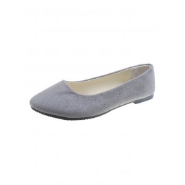 Plain All Season Simple Daily Velvet Flat Heel Round Toe Pu Slip On Shallow Shoes for Women