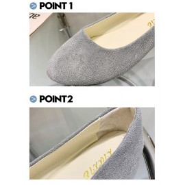 Plain All Season Simple Daily Velvet Flat Heel Round Toe Pu Slip On Shallow Shoes for Women