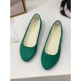 Plain All Season Simple Daily Velvet Flat Heel Round Toe Pu Slip On Shallow Shoes for Women