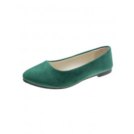 Plain All Season Simple Daily Velvet Flat Heel Round Toe Pu Slip On Shallow Shoes for Women