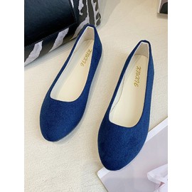 Plain All Season Simple Daily Velvet Flat Heel Round Toe Pu Slip On Shallow Shoes for Women