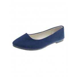 Plain All Season Simple Daily Velvet Flat Heel Round Toe Pu Slip On Shallow Shoes for Women