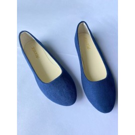 Plain All Season Simple Daily Velvet Flat Heel Round Toe Pu Slip On Shallow Shoes for Women