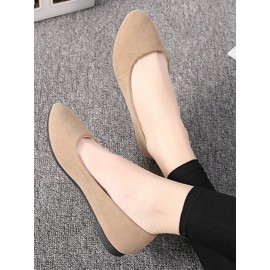 Plain All Season Simple Daily Velvet Flat Heel Round Toe Pu Slip On Shallow Shoes for Women