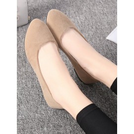 Plain All Season Simple Daily Velvet Flat Heel Round Toe Pu Slip On Shallow Shoes for Women