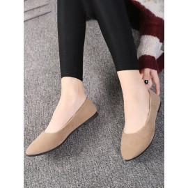 Plain All Season Simple Daily Velvet Flat Heel Round Toe Pu Slip On Shallow Shoes for Women