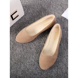 Plain All Season Simple Daily Velvet Flat Heel Round Toe Pu Slip On Shallow Shoes for Women