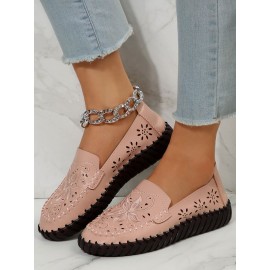 Floral Embroidery Breathable Hollow out Loafers