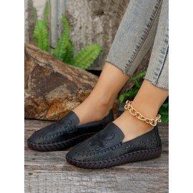 Floral Embroidery Breathable Hollow out Loafers