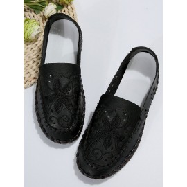 Floral Embroidery Breathable Hollow out Loafers