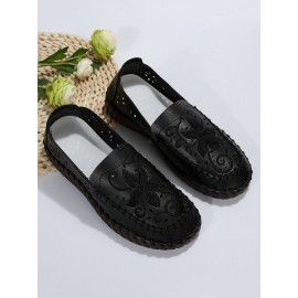 Floral Embroidery Breathable Hollow out Loafers