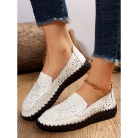 Floral Embroidery Breathable Hollow out Loafers