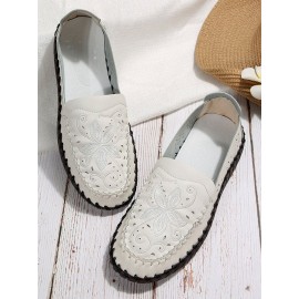 Floral Embroidery Breathable Hollow out Loafers