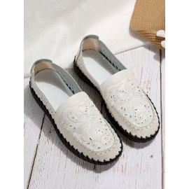 Floral Embroidery Breathable Hollow out Loafers