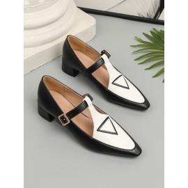 Urban Color Block Non-Slip Adjustable Buckle Low Heel T-Strap