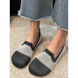 Casual Color Block Slip On Flat Heel Shallow Shoes