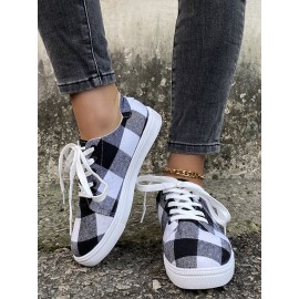 Christmas Red Plaid Black And White Plaid Leopard Casual Flat Shoes