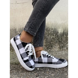 Christmas Red Plaid Black And White Plaid Leopard Casual Flat Shoes