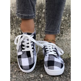 Christmas Red Plaid Black And White Plaid Leopard Casual Flat Shoes