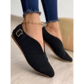 Vintage Casual V-Buckle Flat Shoes