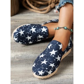 Star Print Casual Canvas Slip On Shoes