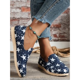 Star Print Casual Canvas Slip On Shoes